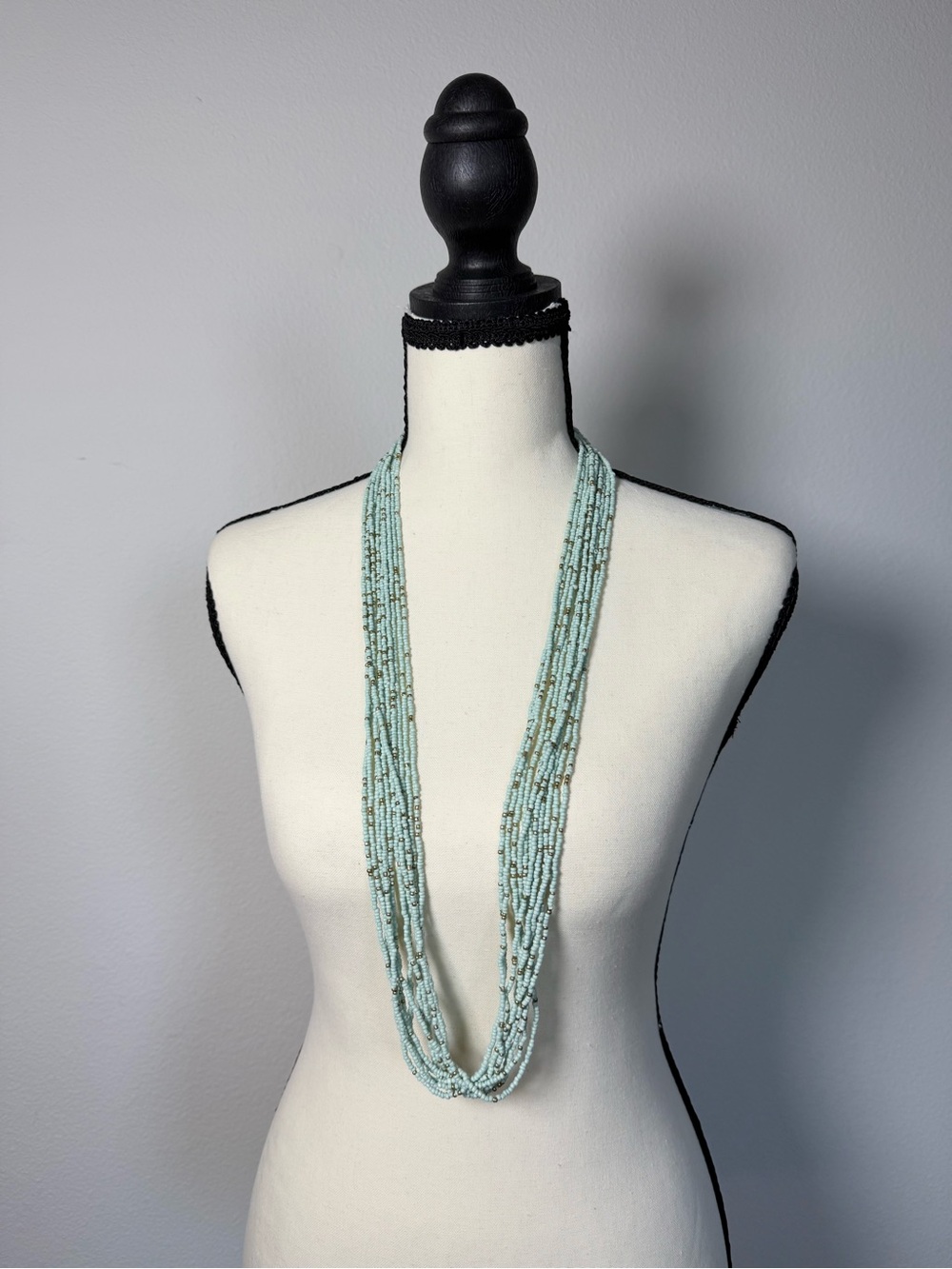 Multi-Strand Light Mint Beaded Necklace - Women Jewelry